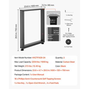 Gambe per Mobili in Acciaio Resistente 75 cm (A) x 60 cm (L), Design Modulare Quadrato, Facile Montaggio, Carico Massimo 1000 kg, Ideali per Arredamento Rustico/Country - Product Image 5