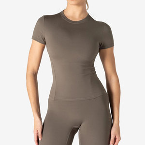 <b>Women</b> Seamless <b>Compression</b> T-Shirt Solid Color Quick Dry Yoga Wear Fitness T-Shirt Running Gym Training Workout <b>Top</b> - Product Image 6
