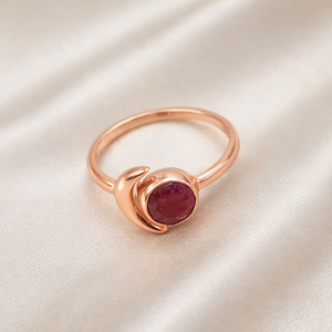 Natural Pink Ruby 925 Sterling Silver <b>Ring</b> Handmade Moon Design Gemstone <b>Ring</b> <b>Adjustable</b> Boho Jewelry Gift for Women Unisex Her - Product Image 2