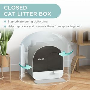Light Gray XXL <b>Cat</b> Litter <b>Box</b> with Large Inner Space 17"x17"x18.5" Covered Tray Scoop Filter Indoor Use Made of PP Plastic - Product Image 5