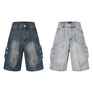 Novedad en Ropa Urbana: Shorts de Mezclilla Lavados Holgados de Diseño Creativo para Hombre - Product Image 3