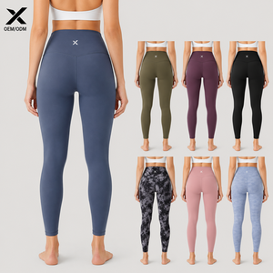 X Sports City Women's High Waist Yoga <b>Leggings</b> Solid Color Full Length Four-Way Stretch Seamless Pants OEM ODM Natural Colors - Product Image 2