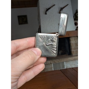 Assured Quality Vintage Aluminum Match Case With Embossed Woman Design Durable Household Use - Product Image 5