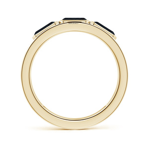 Anillo de Oro Amarillo para Mujer con Tres Esmeraldas Negras Naturales, Corte Clásico, Joyería de Compromiso, Oro de 10K, 14K, 18K, Plata 925, 935 - Product Image 4