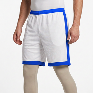 Shorts blancs pour hommes avec taille élastique noire, respirants, en polyester tissé, longueur bermuda - Product Image 4