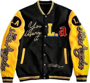 Chaqueta Universitaria Varsity 100% Lana, Chaqueta de Béisbol Varsity Bordada, Chaqueta de Satén Universitaria para Estudiantes - Product Image 1