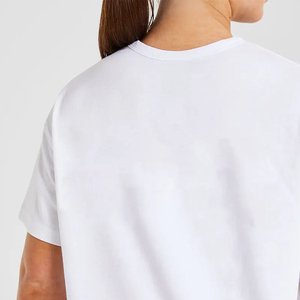 Camiseta de Cuello Redondo para Mujer, Color Blanco Sólido, Corte Holgado, Informal, Tejido de Punto Transpirable, Manga Corta, para Todas las Temporadas, para Gimnasio - Product Image 2