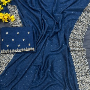Nouvelle Collection : Saree Indien Moderne en Georgette pour Femme, Broderie Zari, Longueur Ras du Sol, Idéal Diwali/Mariage/Fête, Infroissable et Séchage Rapide - Product Image 5
