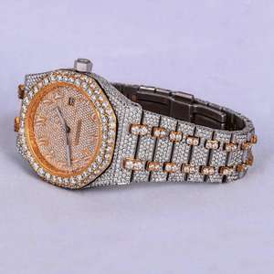 Wristwatch Featuring Sparkling Moissanite <b>Diamonds</b> <b>Watch</b> Round Brilliant cut <b>Watch</b> <b>Diamonds</b> for Luxury Look Custom Hiphop <b>Watch</b> - Product Image 3