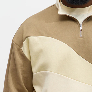 Ensemble de survêtement décontracté pour homme grande taille, color block, manches longues, quart de zip, coupe ample, en polyester et coton, pour l'automne - Product Image 6