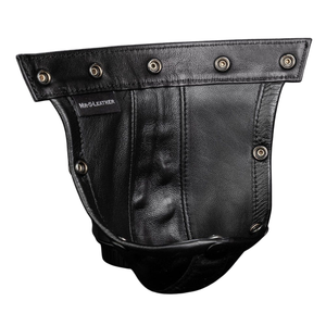 กางเกงในชาย MR-S-LEATHER สีดำ หนังแท้ แบบ Thong ประดับหมุด ทรง Low-rise สไตล์เฟติช สีพื้น ดีไซน์ลายทอ - Product Image 5
