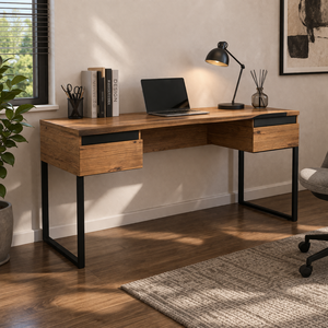 โต๊ะทำงานสมัยใหม่พร้อมชั้นวางของและลิ้นชัก สำหรับบ้าน สำนักงาน ห้องนอน ทนทาน สวยงาม ประหยัดพื้นที่ เฟอร์นิเจอร์คุณภาพพรีเมียม - Product Image 1