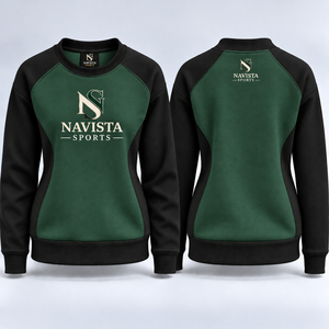 Women's NAVISTA SPORTS Blue <b>Crewneck</b> Sweatshirt 100% Cotton Front Logo Print Embroidery Winter Regular Fit Casual Wear - Product Image 2