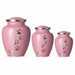 Decorative Pink Aluminum Pet Cremation <b>Urns</b> Handcrafted Paw Print Metal Memorial Jar for Dog <b>Cat</b> Ashes - Product Image 5