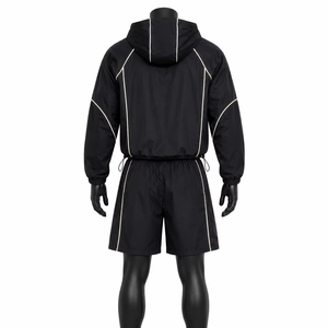Ensemble coupe-vent et short réfléchissant noir pour homme, léger, pour course en extérieur, vêtements de sport, fabricant OEM - Product Image 4
