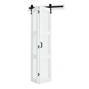 Porta Scorrevole Pieghevole in Vetro Temperato MDF Salvaspazio 36'' X 84'' con Kit Hardware per Armadio Incluso - Product Image 1