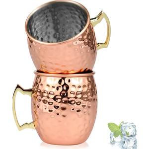 Mug élégant en cuivre pur pour Moscow Mule avec poignée en laiton, vaisselle artisanale pour cocktails, bière, café, pour un service de luxe - Product Image 6