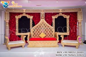 Decoración de escenario de evento preboda musulmana, escenario de recepción de tema elegante para bodas indias, escenario de compromiso de estilo único - Product Image 3
