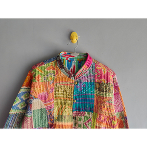 Veste courte matelassée réversible pour femme, imprimé floral, en coton respirant, idéale pour l'automne, l'hiver et le printemps – Cadeau - Product Image 4