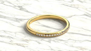 Luxury 18K Gold Plated Wedding Band with Round Diamond Half Eternity <b>Ring</b> Band Fine Jewelry for Women Promise <b>Ring</b> Jewelry - Product Image 3