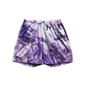 Pantalones Cortos Casuales para Hombre, Color Morado, Estampado Tie Dye, Secado Rápido, Cintura Elástica, Largo Medio, 100% Poliéster, Impresión por Sublimación - Product Image 1