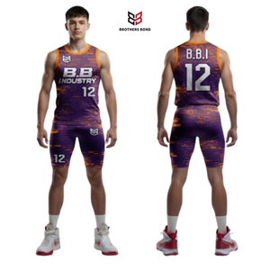 Shorts de compression sublimés dégradé violet-orange, ensemble maillot sans manches et shorts de compression pour uniforme 7v7 - Product Image 1