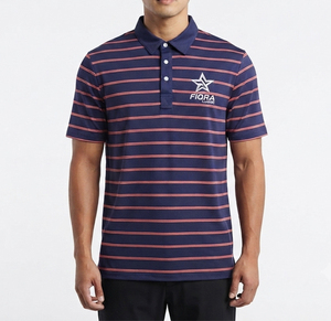 Polo a rayas para hombre, manga corta, informal, de algodón, con logo personalizado, venta al por mayor, esencial para golf, deportes, gimnasio, trabajo y ropa de calle. - Product Image 1