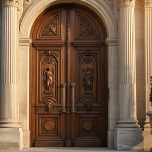 Poignée de porte en laiton massif de luxe, 36 pouces, finition or antique |   Poignée de porte d'entrée d'hôtel design colonne corinthienne moderne - Product Image 2