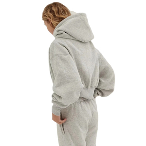 ชุดเซ็ตฮู้ดดี้และกางเกงขายาวผ้าฟลีซคอตตอน 100% น้ำหนักเบา ยืดได้สี่ทิศทาง สำหรับฤดูหนาว ไซส์พลัส รับผลิตตามสั่งขายส่ง - Product Image 3