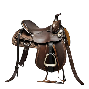 Selle de cheval western en cuir brun foncé de qualité supérieure, faite à la main, équipement d'équitation confortable et durable pour ranch et sentiers - Product Image 2