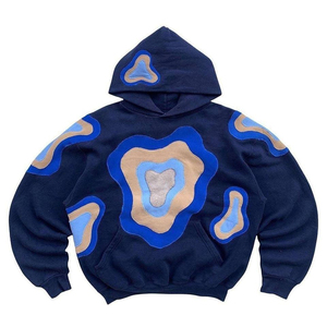 <b>Red</b> Oversized Hoodie With Geometric Applique Pattern <b>Men's</b> Knitted <b>Sweatshirt</b> Autumn Style - Product Image 5