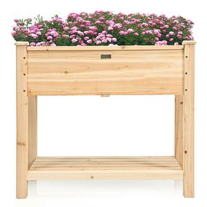 Jardinière surélevée en bois avec support, système d'arrosage automatique et trous de drainage pour plantes vertes - Product Image 5