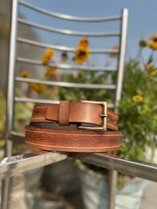 Elegante Cinturón Hecho a Mano para Hombre con Bordado y Hebilla de Hierro Resistente, Estilo Formal y Casual para Uso Diario - Product Image 3