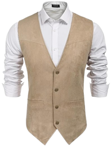 Gilet d'hiver pour homme en polyester/coton, style cowboy western, décontracté, coupe ajustée, col en V, sans manches, personnalisable OEM, vente en gros - Product Image 5
