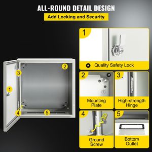 Armadio Elettrico in Acciaio NEMA 4X 16 X 16 X 8 Piedi IP67 Impermeabile e Antipolvere per Uso Esterno/Interno - Product Image 4