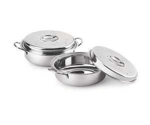 Casserole en acier inoxydable classique et écologique avec couvercle pour cuisiner et servir - Product Image 3