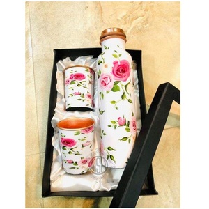 Ensemble de thermos en métal à motif floral rose pour usage quotidien avec couvercles, vaisselle portable pour la maison - Product Image 1
