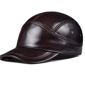 Gorra de Béisbol de Cuero Negra Ajustable de 6 Paneles con Correa Trasera, Gorra Deportiva Casual para Protección Solar, Unisex para Adultos - Product Image 1