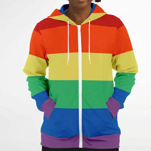 เสื้อฮู้ดซิปหน้าสำหรับผู้ใหญ่ ใส่ได้ทั้งชายและหญิง ผ้าฟลีซหนานุ่ม สีรุ้ง สไตล์ไบเซ็กชวล  แขนยาว ผ้าฝ้าย 100% สำหรับฤดูหนาว - Product Image 6