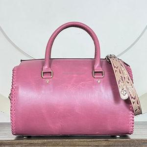 Bolsos de Viaje de Cuero Rosa Estilo Western con Diseño de Cerezas Grabado a Mano, Nuevos Bolsos de Hombro Cruzados de Gran Capacidad con Asa Superior - Product Image 6