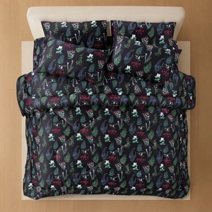 Midnight Bloom Satin <b>Comforter</b> <b>Set</b> 100% Cotton Percale T-150 All-Season Breathable Home Use - Product Image 3