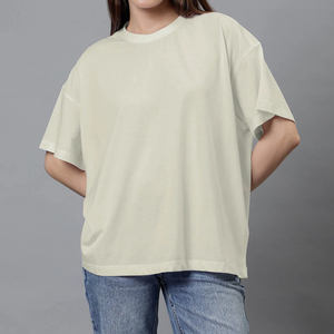 Camiseta de Verano para Mujer, Holgada, Transpirable, con Logotipo Personalizado, Tejido Liso Reforzado, 100% Algodón, OEM - Product Image 5
