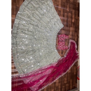 Lehenga Choli de créateur en forme de A, fait main avec de magnifiques broderies - Product Image 1