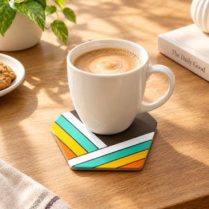 Ensemble de sous-verres hexagonaux en bois de manguier et résine époxy, 10 cm, sous-verres géométriques résistants à la chaleur, tapis de table pour tasses, mugs, maison, bureau, thé - Product Image 2
