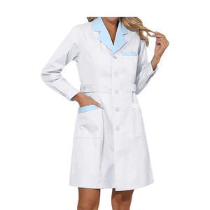 Bata Clínica Blanca Personalizada con Logotipo OEM 2026, Uniforme de Laboratorio Largo para Mujeres Doctoras y Enfermeras, Uso Hospitalario - Product Image 5