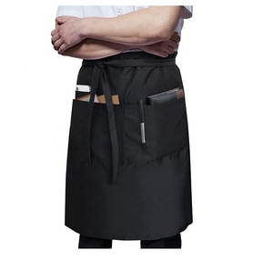Tablier de serveur imperméable unisexe Tablier de taille de bistro noir avec 3 poches pour serveurs, serveuses et chefs de restaurant Vêtements de travail - Product Image 1