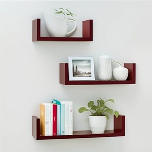 Mango Wood <b>Floating</b> <b>Wall</b> <b>Shelf</b> Set Dark Walnut Finish Wholesale India - Product Image 3