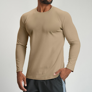 T-shirt Homme Sportif à Manches Longues Personnalisable, Respirant, Couleur Unie, Coupe Classique, Nouvelle Tendance, Séchage Rapide - Product Image 2