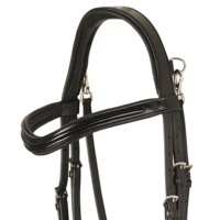 Bridon d'équitation anglais noir en cuir véritable, design moderne, confortable, anatomique, léger, de haute qualité, pour dressage.