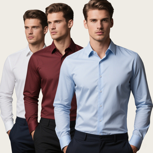 Chemises décontractées pour hommes à manches courtes en popeline polyester/coton, coupe régulière extensible, respirantes, col boutonné, hauts d'été - Product Image 6